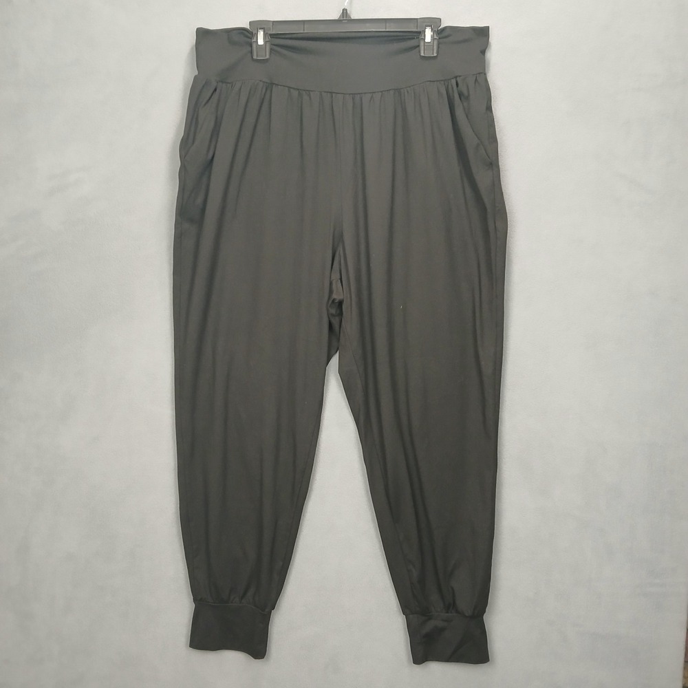Dibaolong Yoga Pants Womens 3XL Black Pleated Front Casual Tapered Leg Pull On